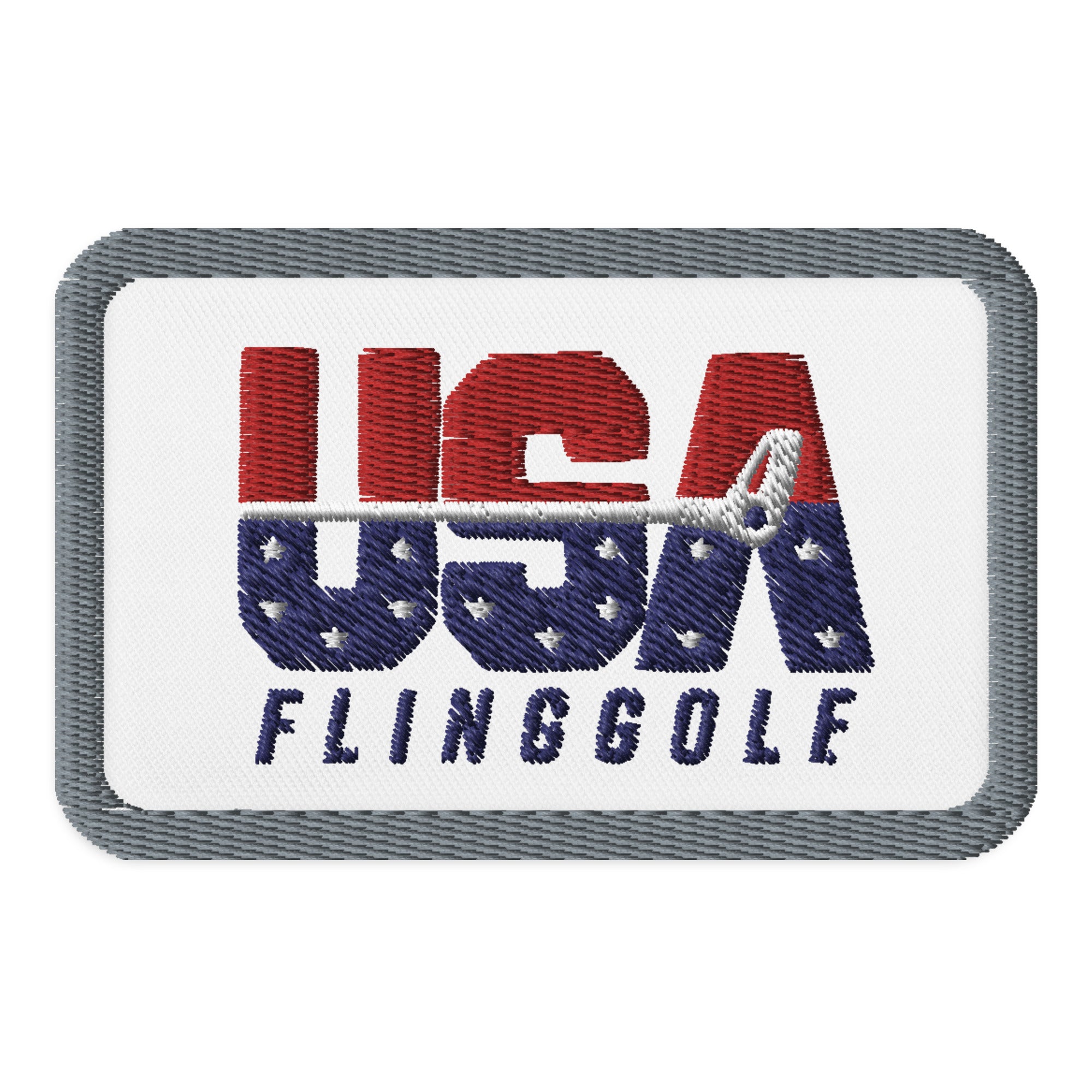 USA FlingGolf Rectangle Patch (Grey Border on White)