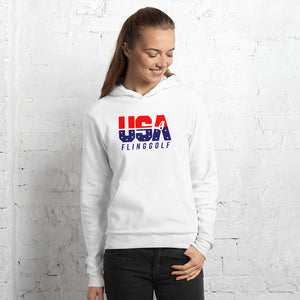 USA FlingGolf Unisex Fleece Hoodie (White)