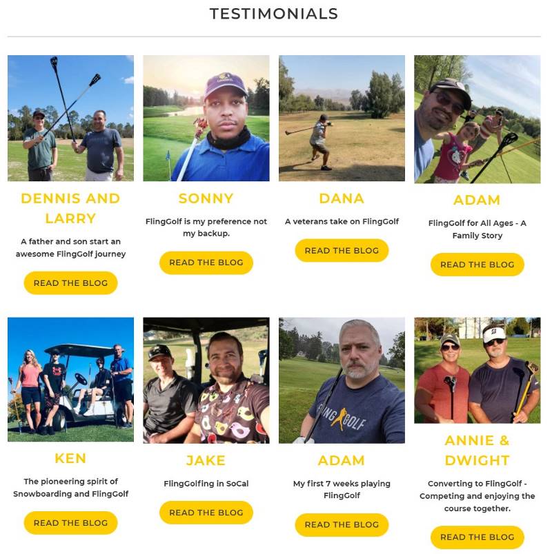 FlingGolf Testimonials Galore. We are Player Driven!
