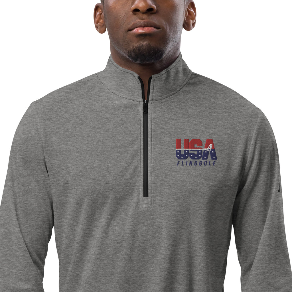 USA FlingGolf Adidas Quarter Zip Pullover (Grey) - FlingGolf®