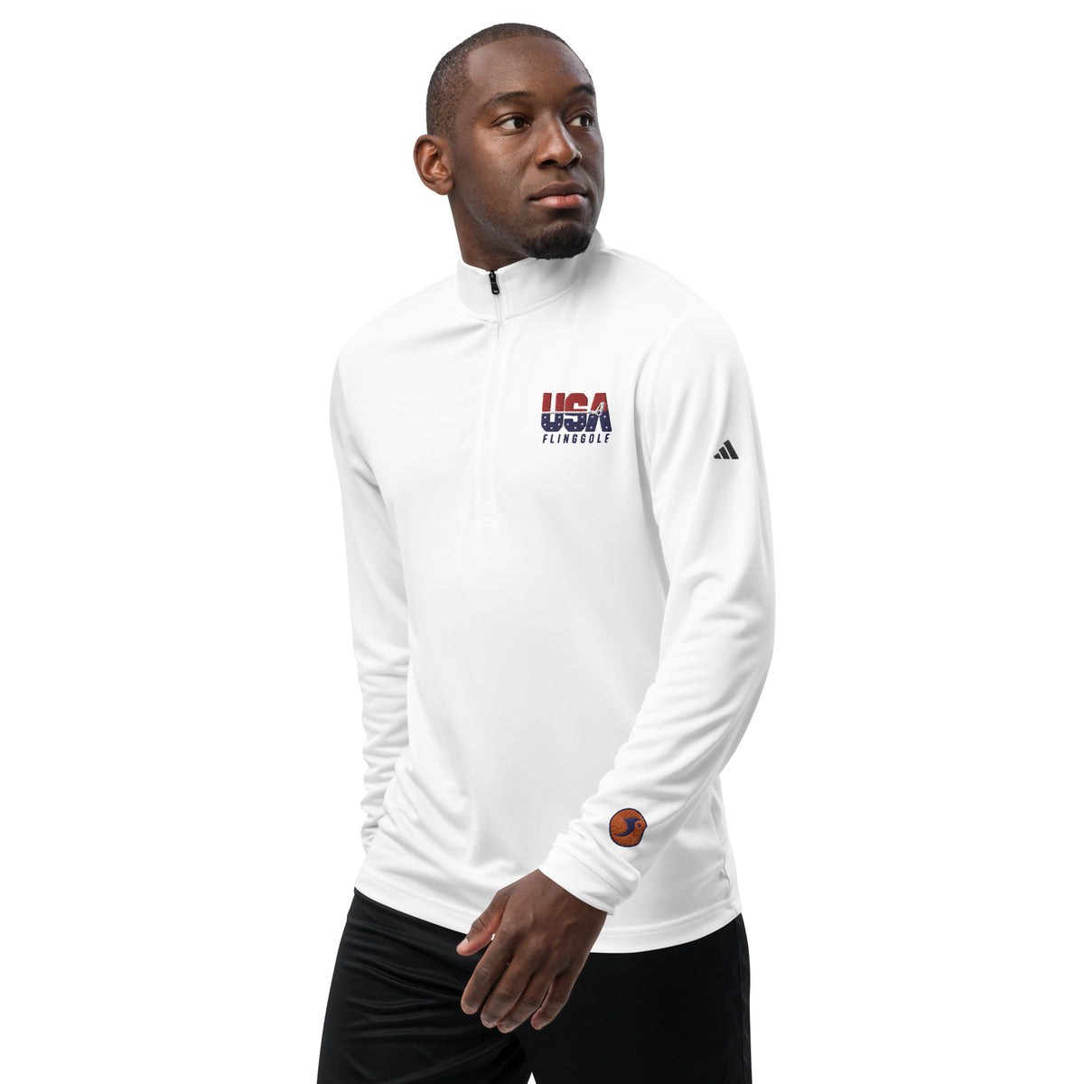 USA FlingGolf Adidas Quarter Zip Pullover (White)