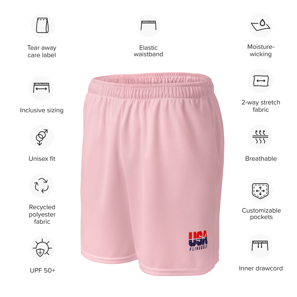 USA FlingGolf Unisex Mesh Shorts (Pink)