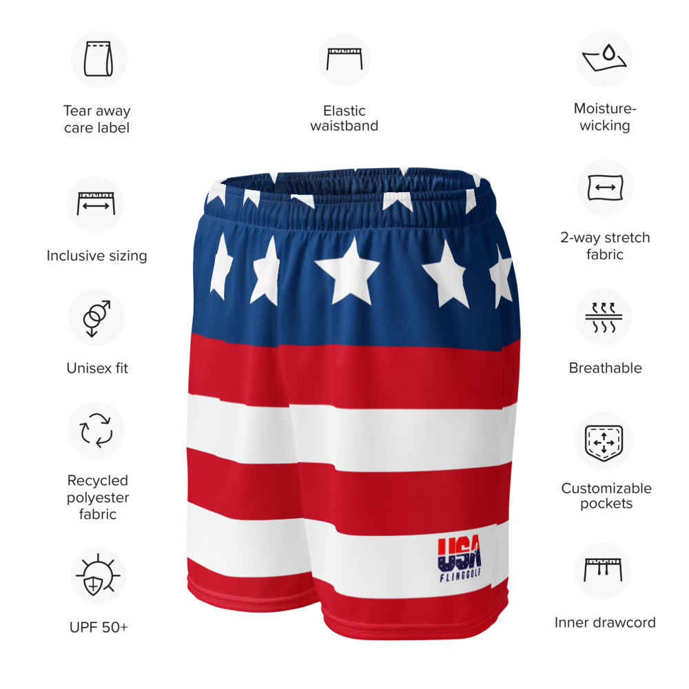 USA FlingGolf Unisex Mesh Shorts (Flag) - FlingGolf®