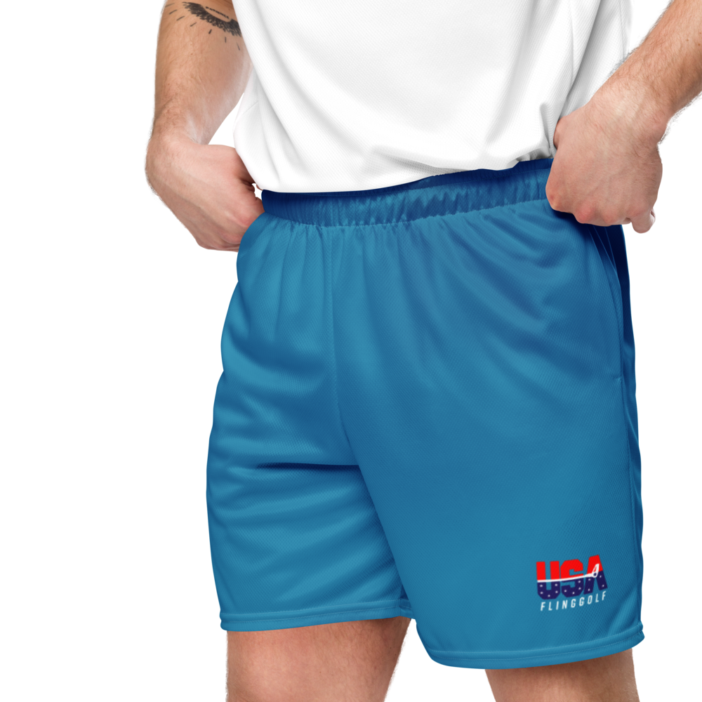 USA FlingGolf Unisex Mesh Shorts (Steel Blue)