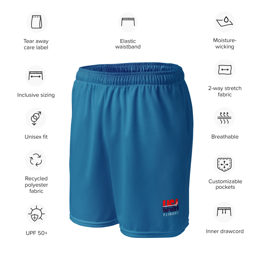 USA FlingGolf Unisex Mesh Shorts (Steel Blue)