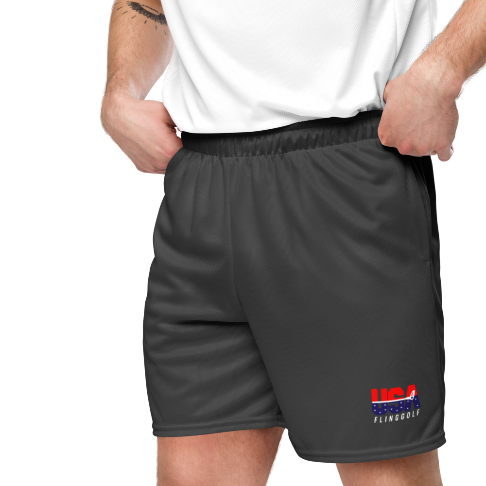 USA FlingGolf Unisex Mesh Shorts (Charcoal)