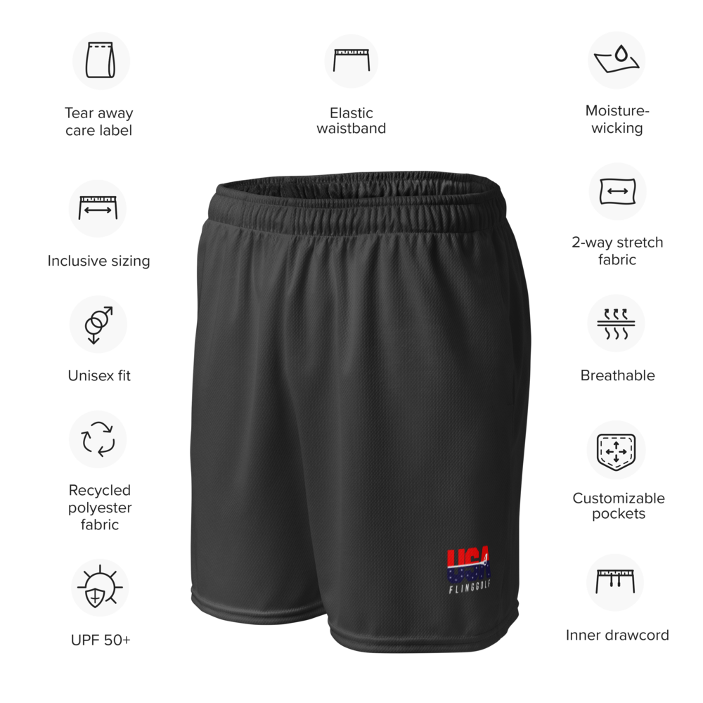 USA FlingGolf Unisex Mesh Shorts (Charcoal)