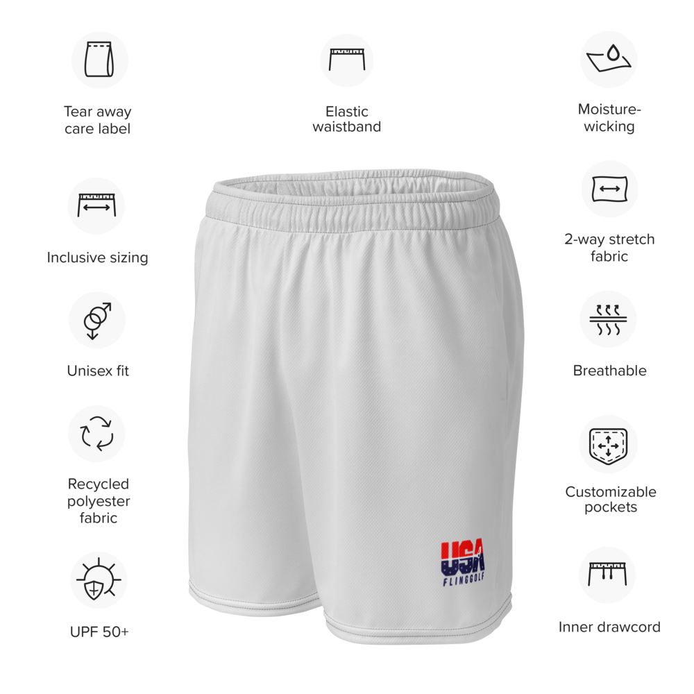 USA FlingGolf Unisex Mesh Shorts (Grey)