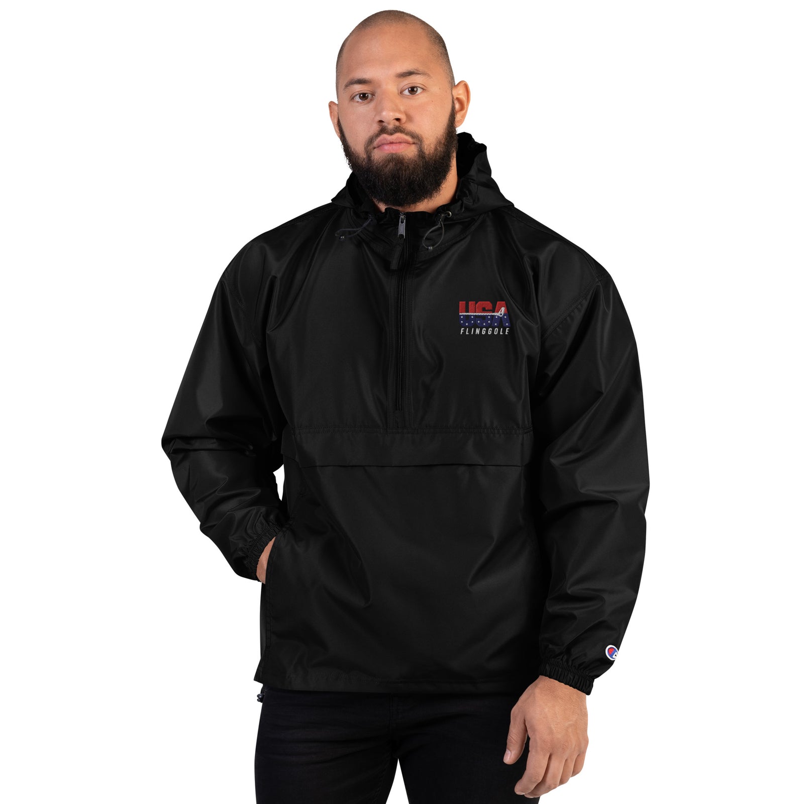 USA FlingGolf Embroidered Champion Packable Jacket (Dark)
