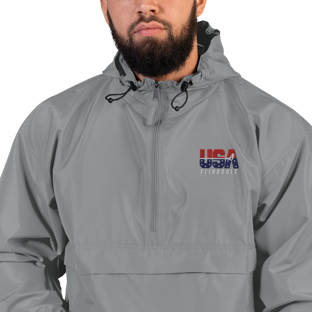 USA FlingGolf Embroidered Champion Packable Jacket (Dark)