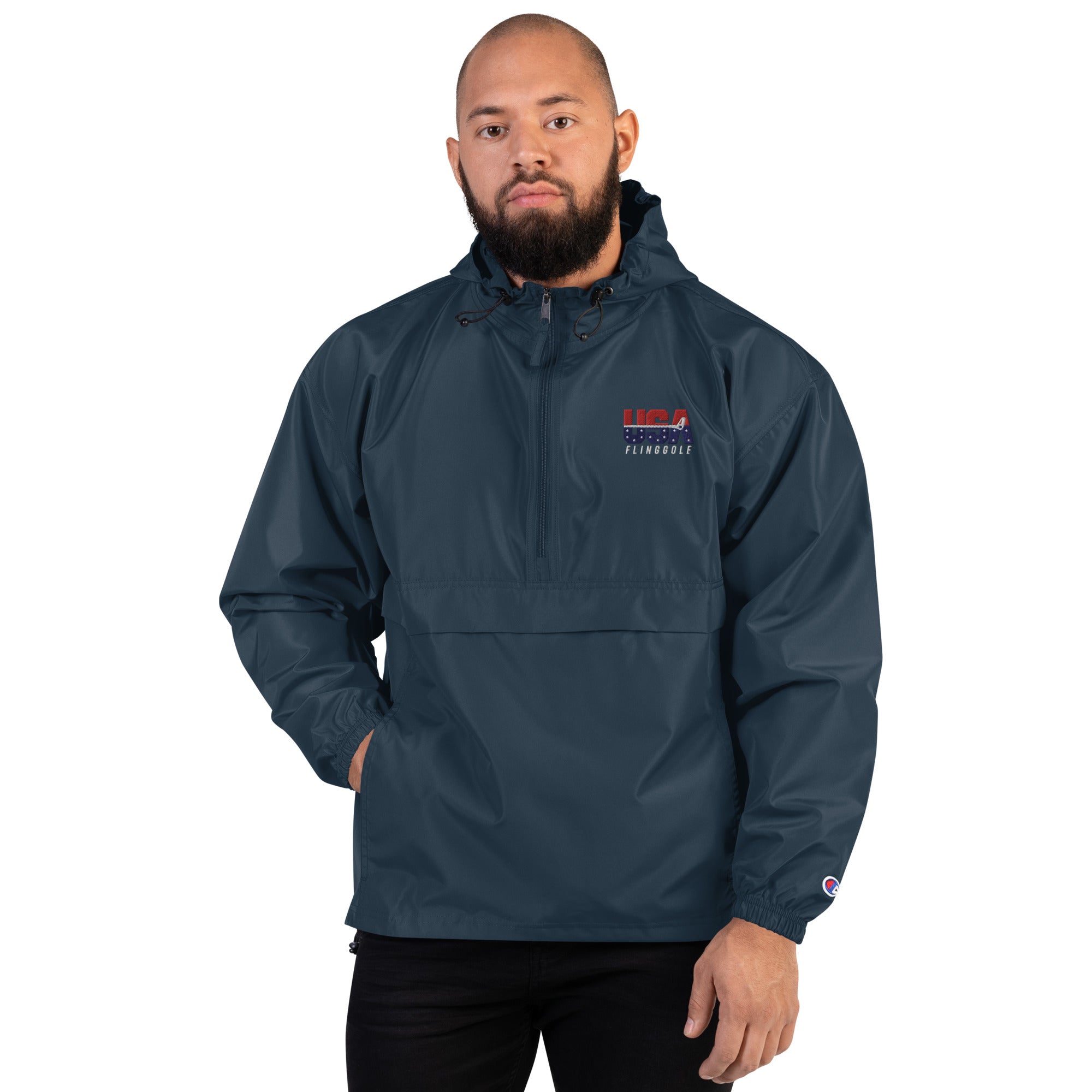 USA FlingGolf Embroidered Champion Packable Jacket (Dark