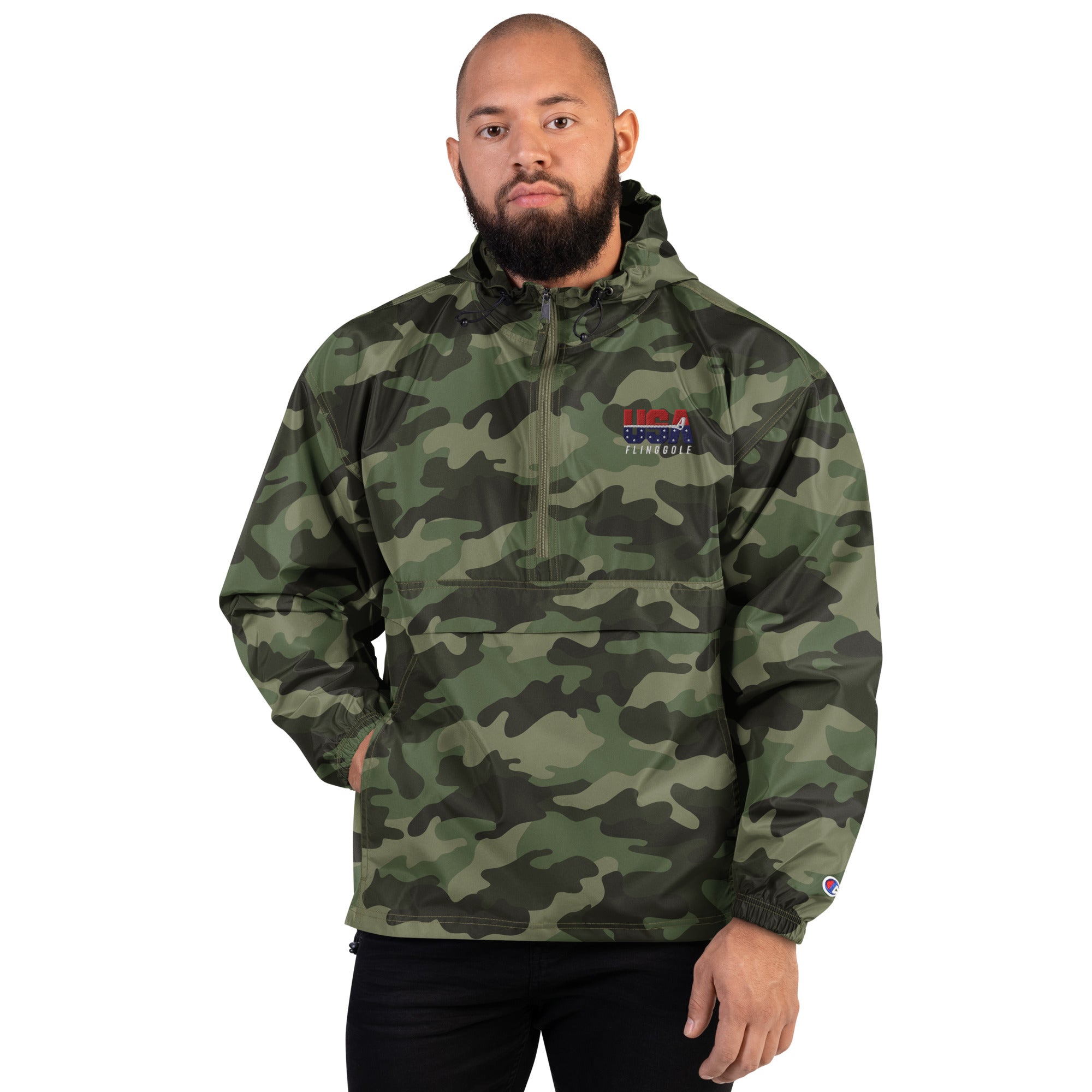 USA FlingGolf Embroidered Champion Packable Jacket (Dark