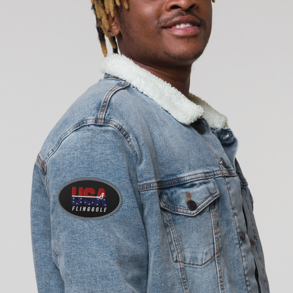 USA FlingGolf Oval Patch (Grey Border on Black)