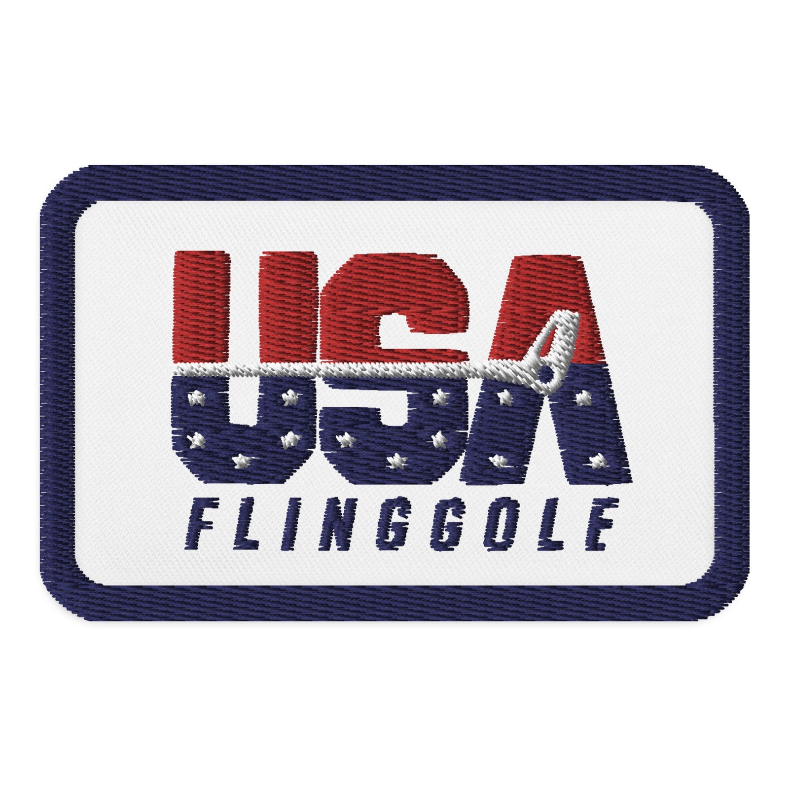 USA FlingGolf Rectangle Patch (Blue Border on White)