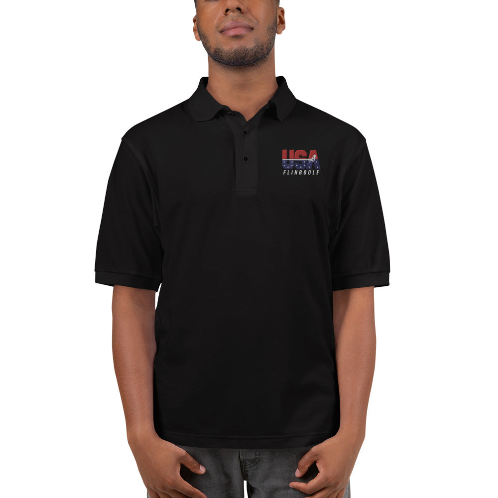 USA FlingGolf Men's Premium Polo (Dark)