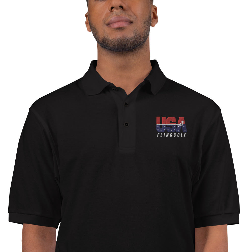 USA FlingGolf Men's Premium Polo (Dark)