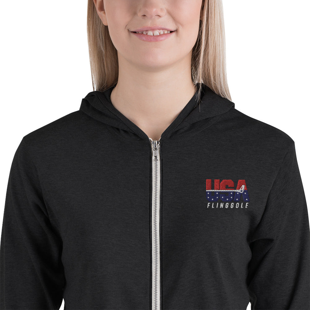 USA FlingGolf Unisex Zip Hoodie