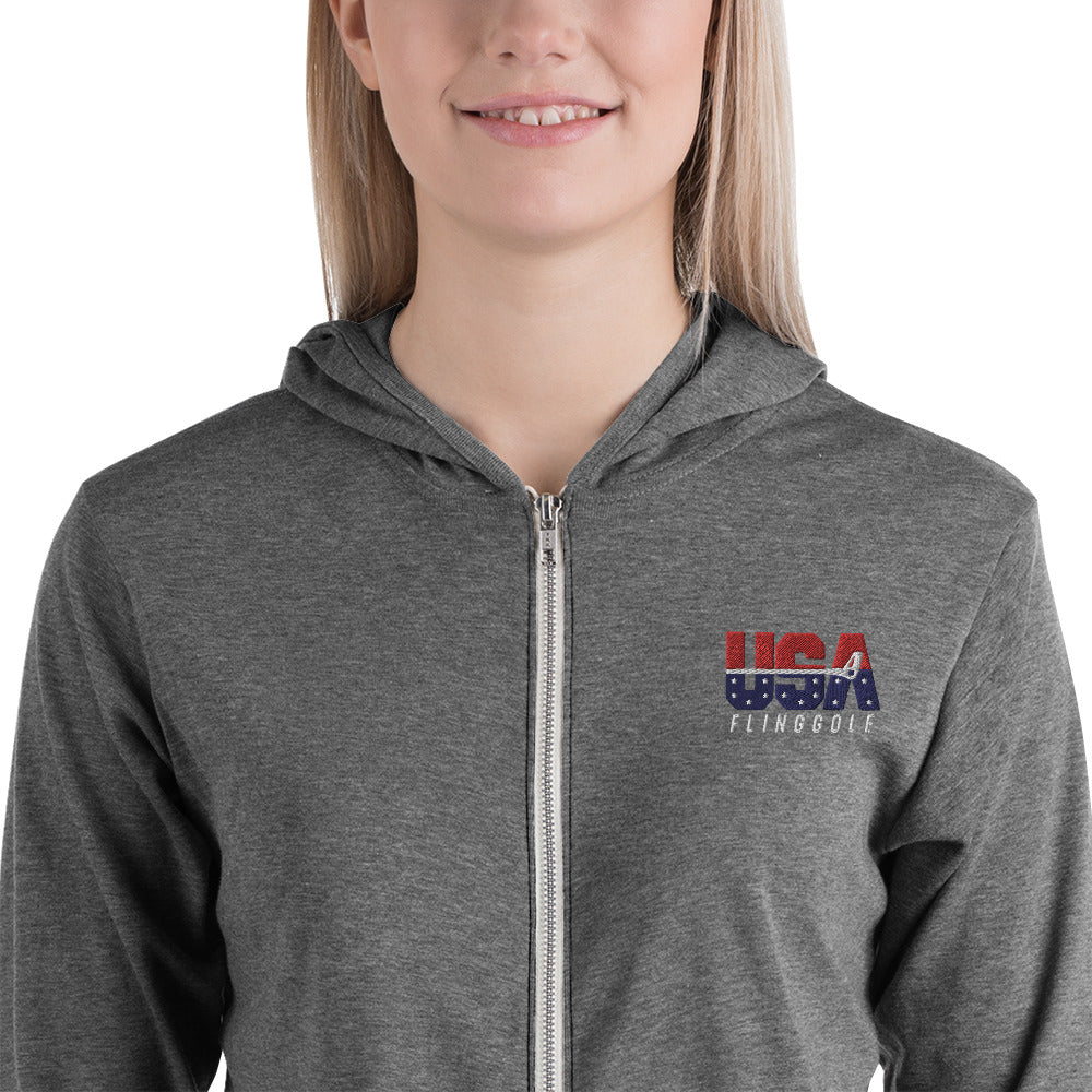 USA FlingGolf Unisex Zip Hoodie