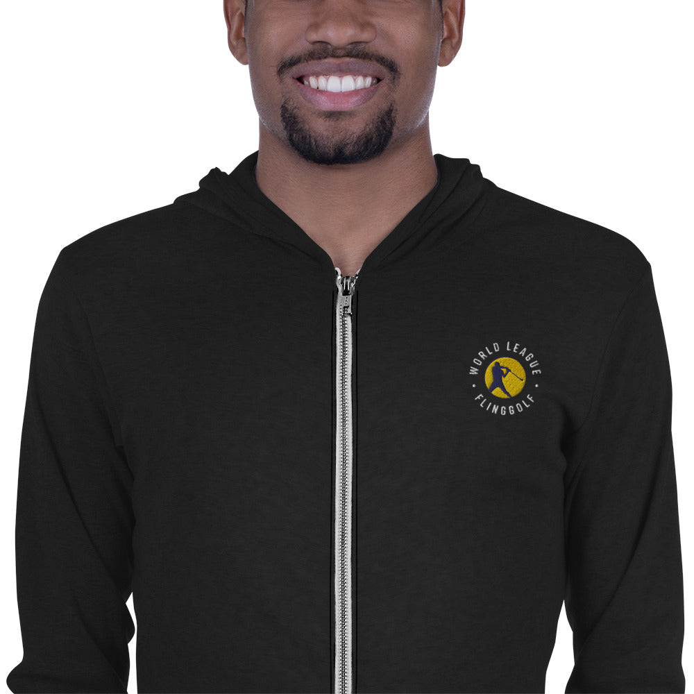 WLF Unisex Embroidered Zip Hoodie (Black)