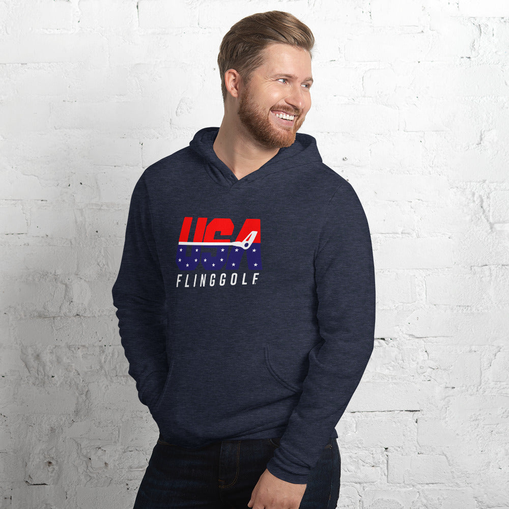 USA FlingGolf Unisex Fleece Hoodie (Dark)