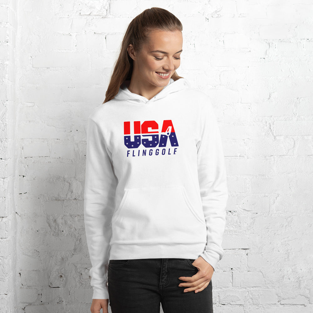 USA FlingGolf Unisex Fleece Hoodie (White)