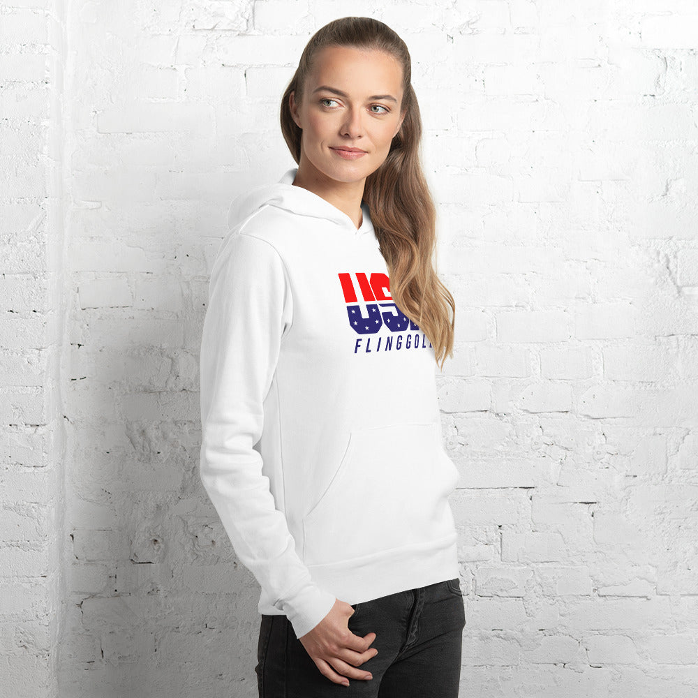 USA FlingGolf Unisex Fleece Hoodie (White)